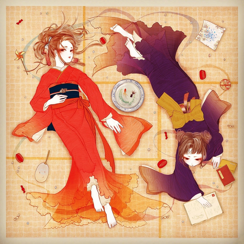 ảnh vẽ anime kimono nữ sinh dễ thương