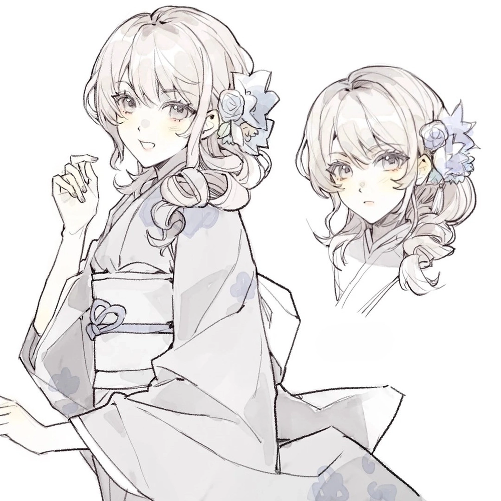 ảnh vẽ kimono anime phong cách vintage