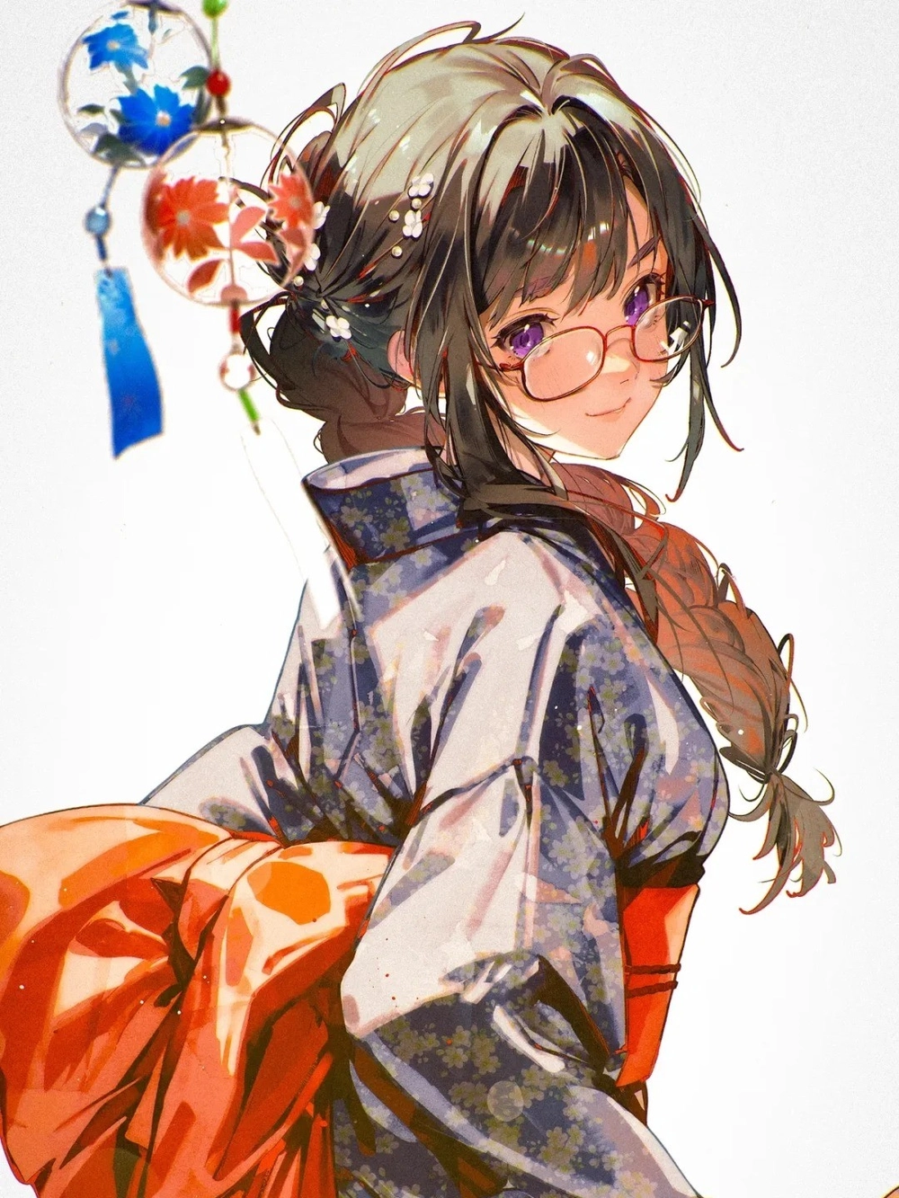 anime mặc kimono hình vẽ cute