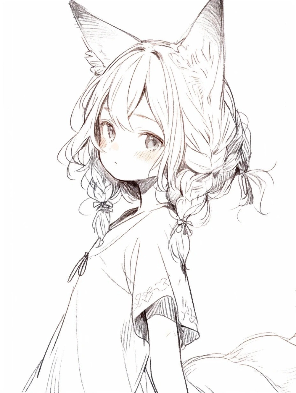 bản phác họa vẽ hồ ly anime nghệ thuật