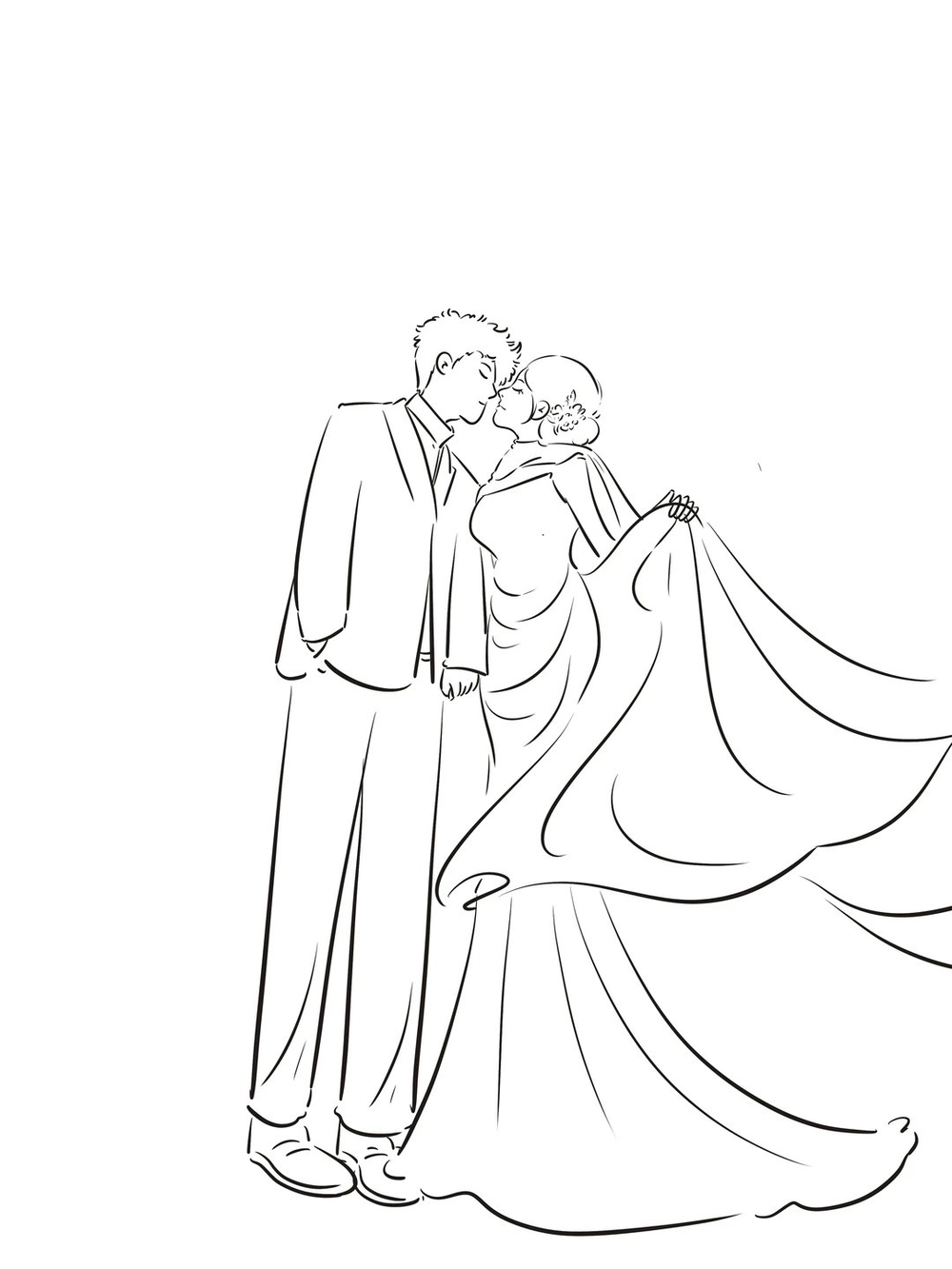 hình nghệ thuật ảnh vẽ anime cô dâu đẹp