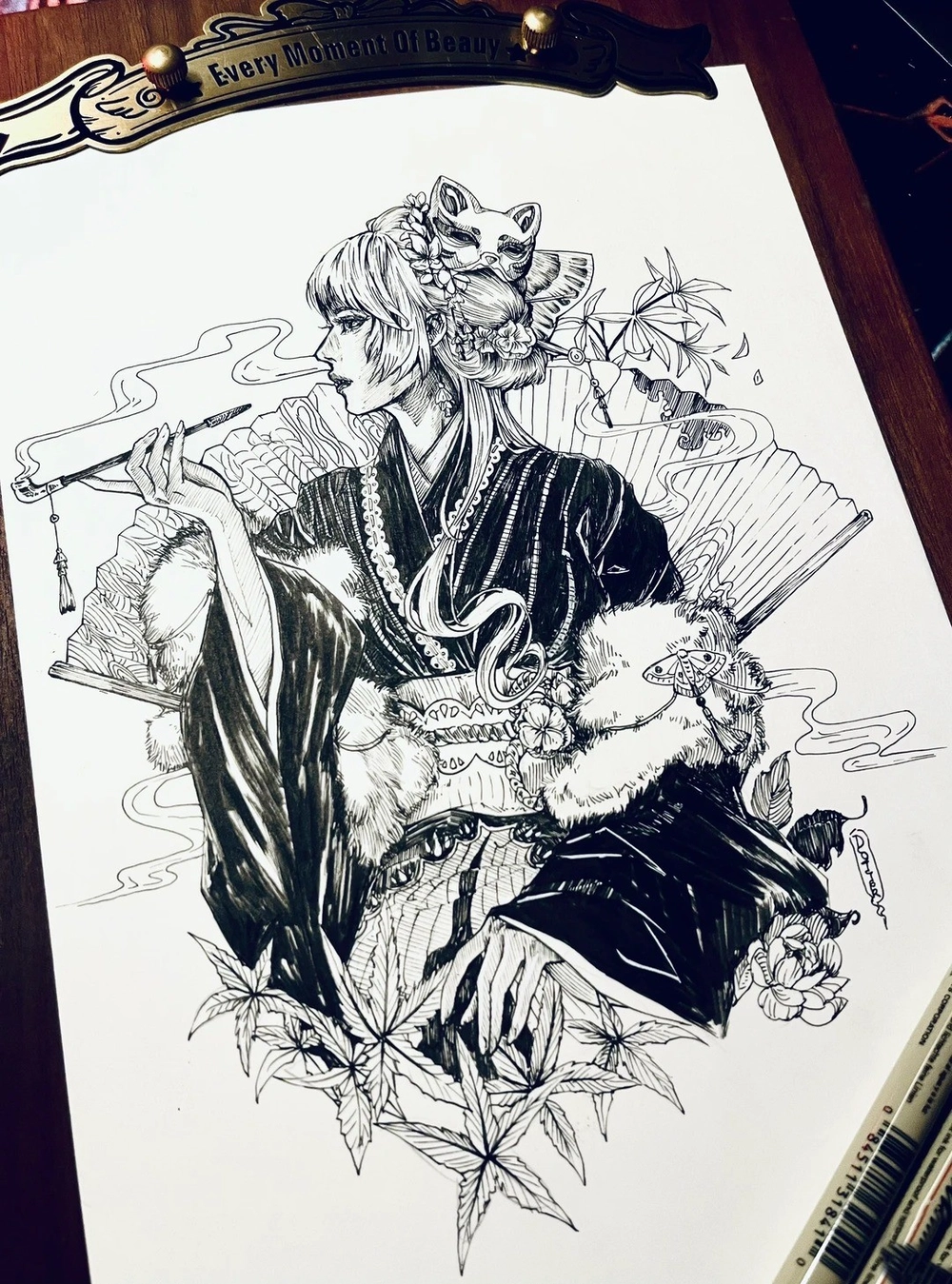 hình vẽ anime mặc kimono nền hoa đào