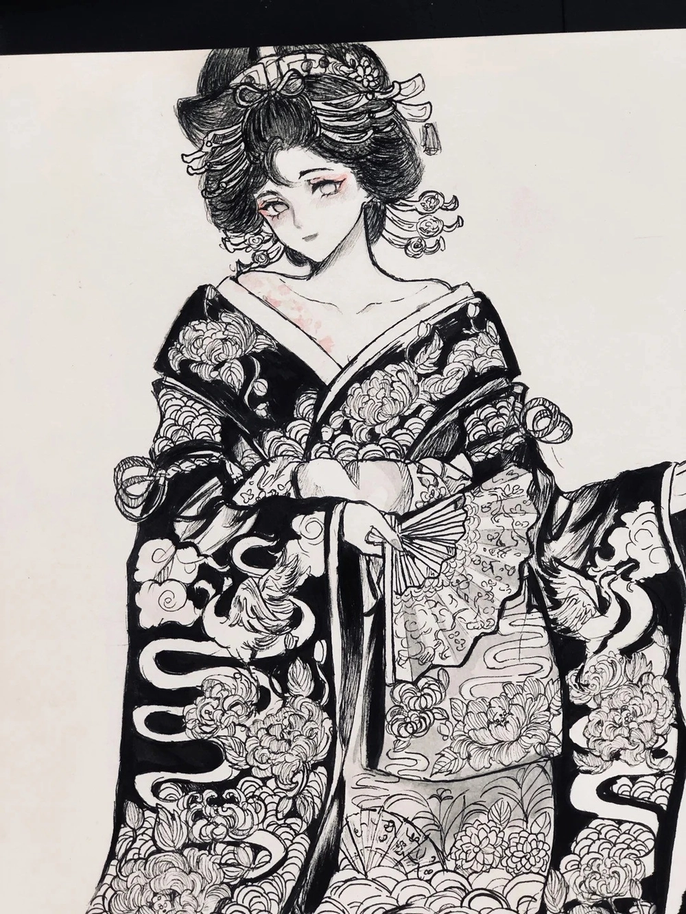 hình vẽ anime mặc kimono nữ sinh mùa lễ hội