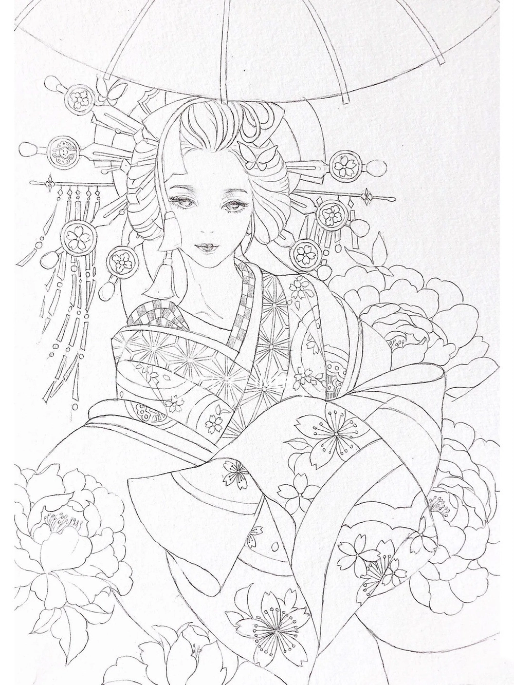 hình vẽ kimono anime truyền thống nhật