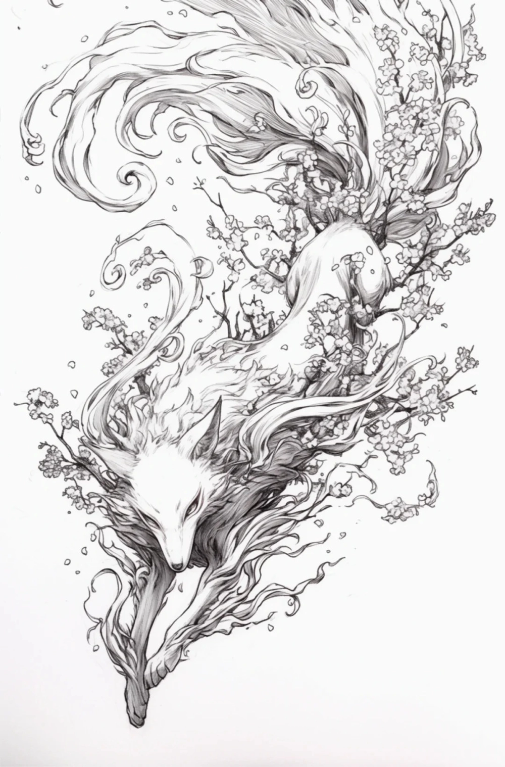 tranh digital art vẽ hồ ly anime hiện đại