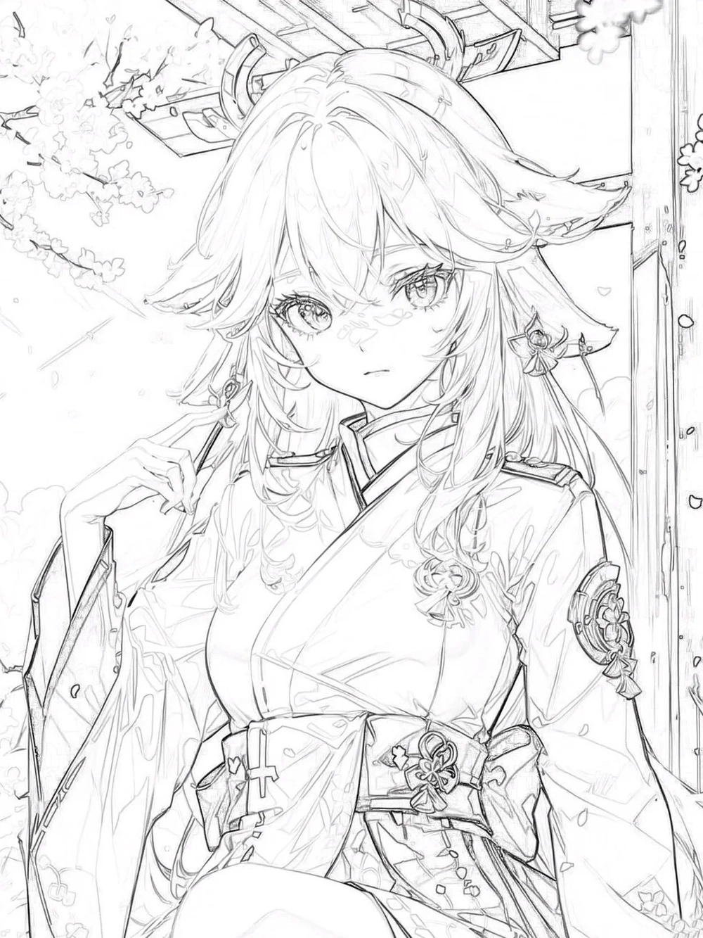 tranh minh họa hình vẽ anime mặc kimono