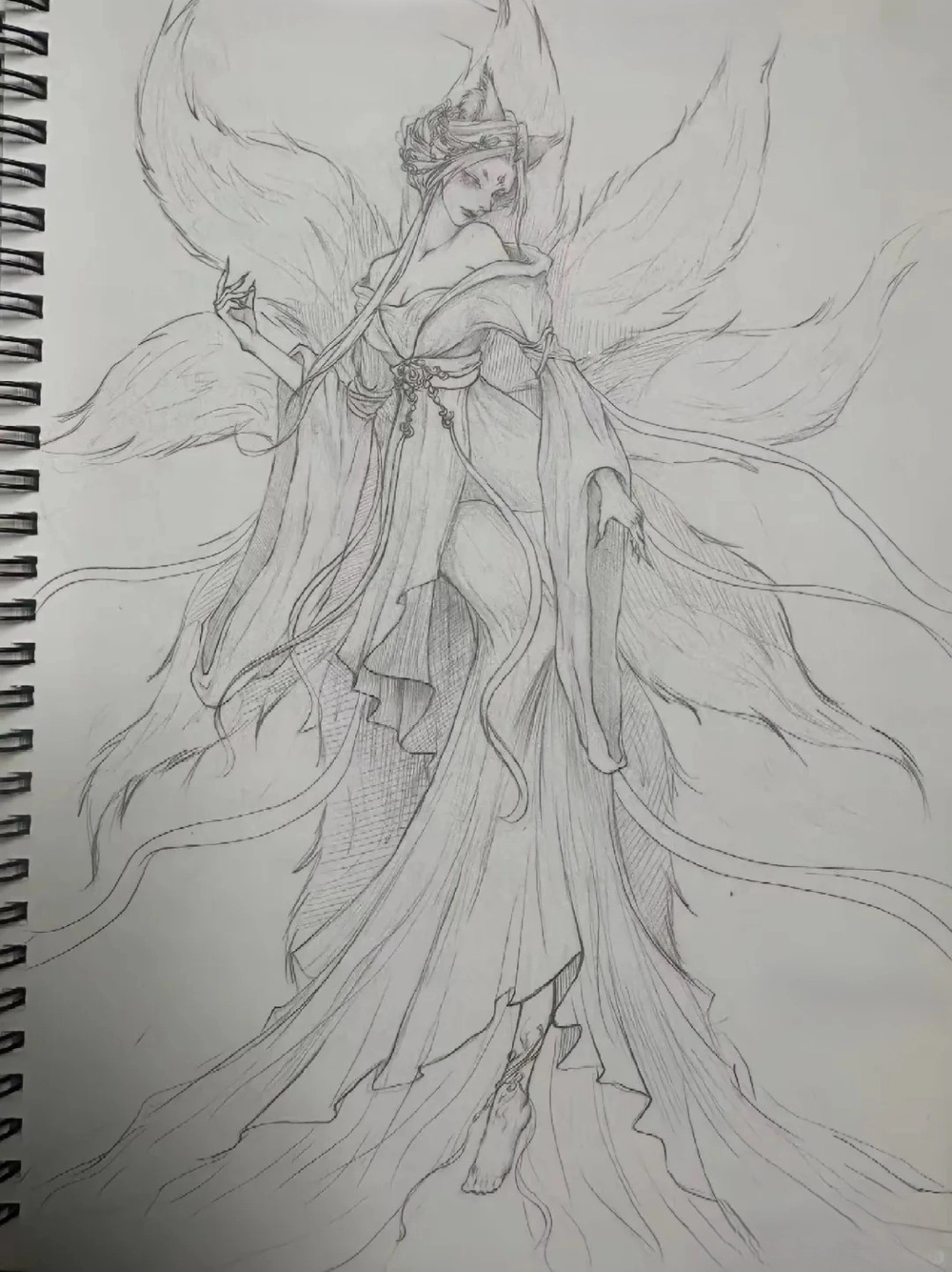 vẽ anime hồ ly bằng màu nước nhẹ nhàng