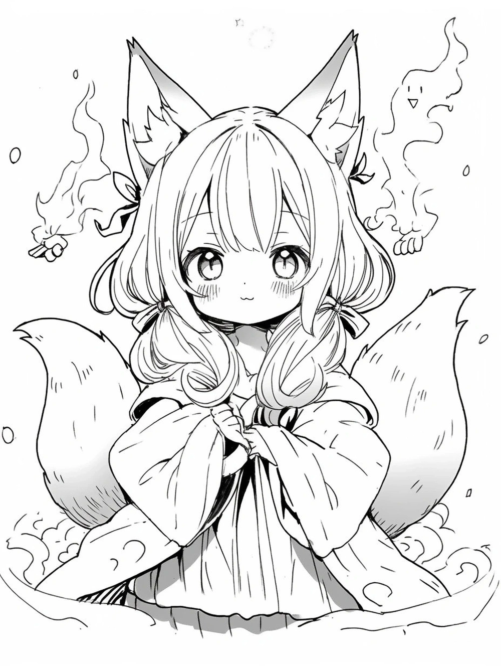 vẽ anime hồ ly nền trăng đêm