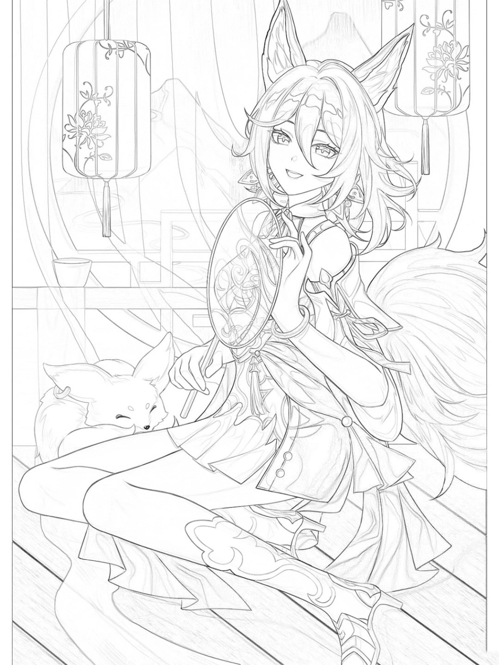 vẽ anime hồ ly phiên bản nữ xinh đẹp