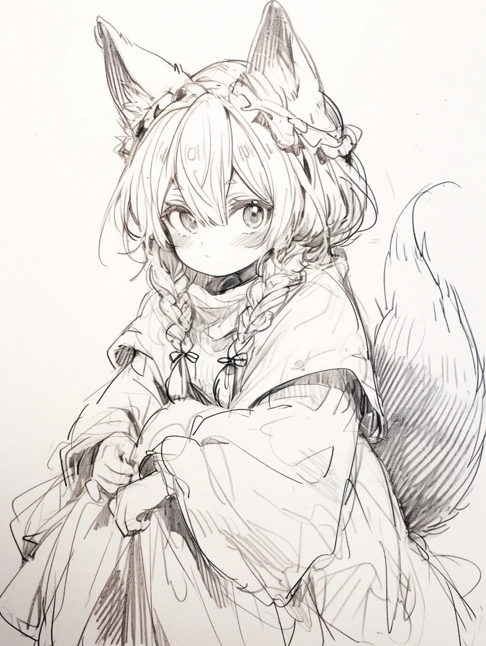 vẽ anime hồ ly tạo hình 9 đuôi rực lửa