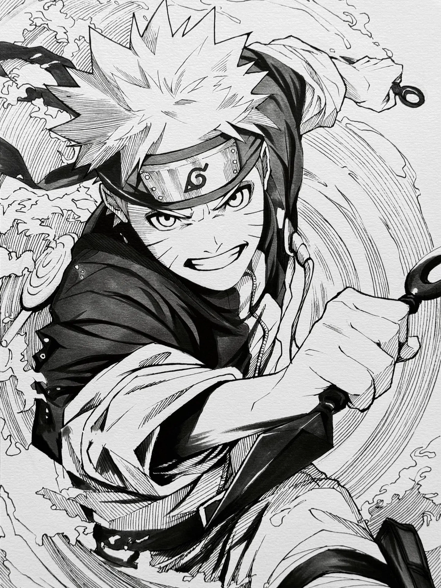 vẽ naruto anime đen trắng