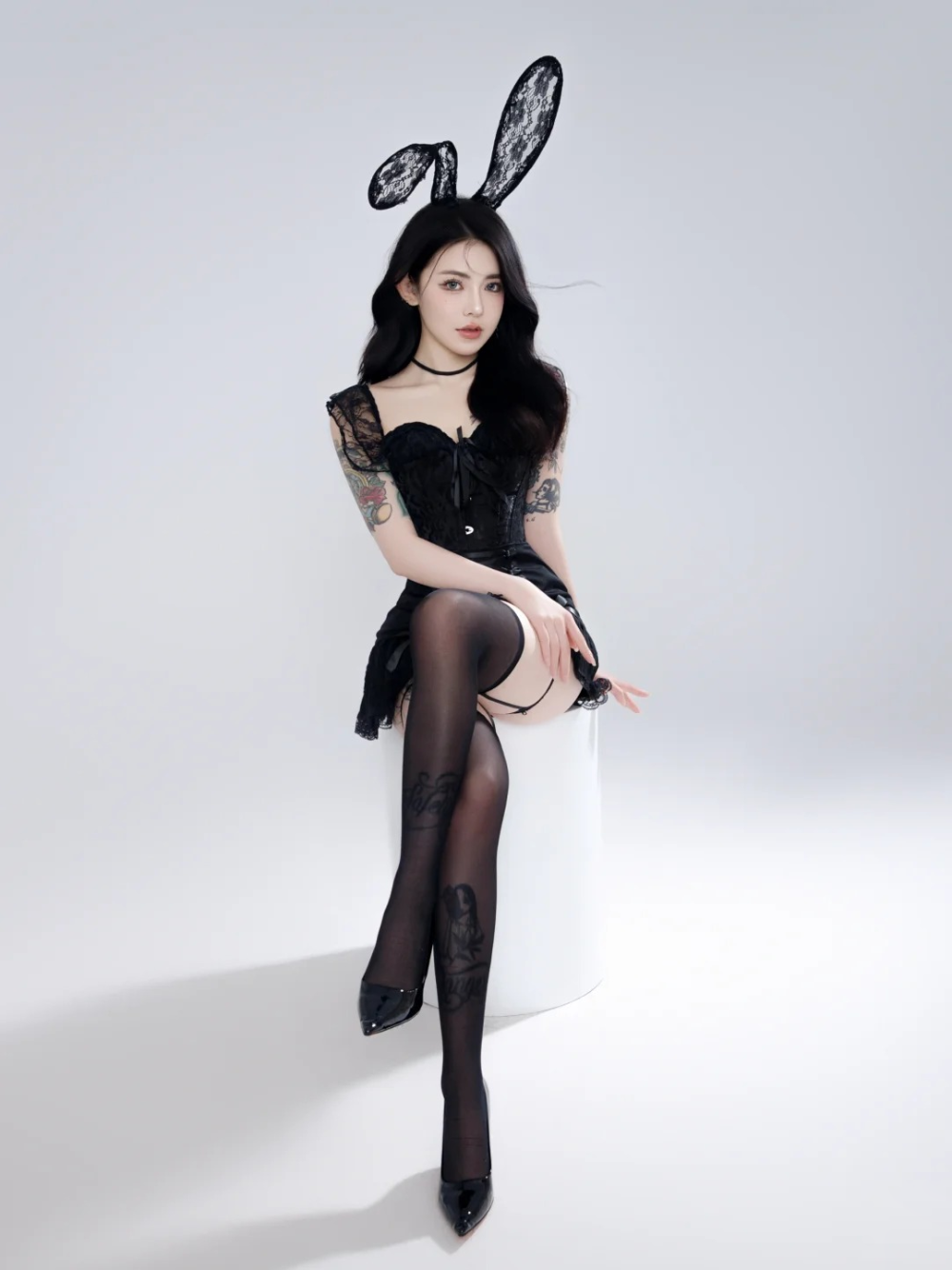 ảnh gái xinh cosplay thỏ đen