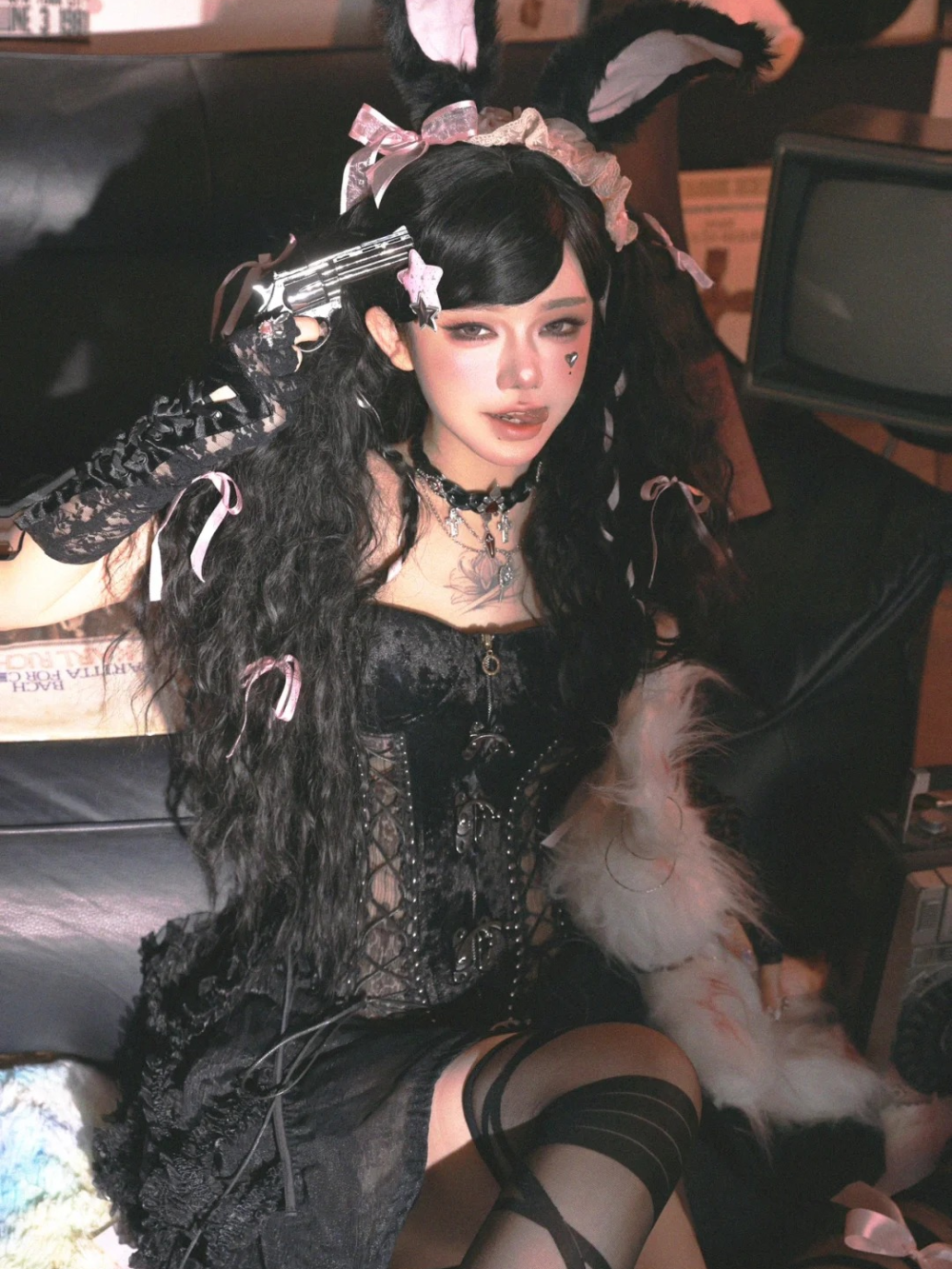 ảnh gái xinh cosplay thỏ đen full hd