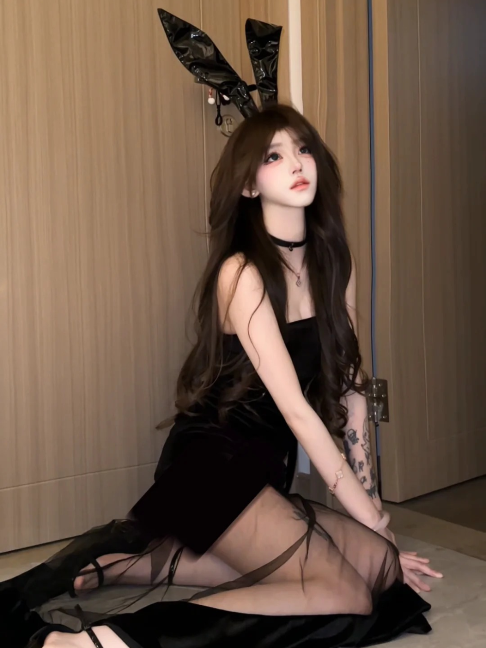 gái xinh cosplay thỏ đen style anime cute