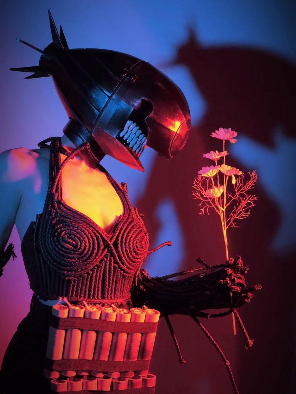 reze chainsaw man cosplay phong thái mạnh mẽ