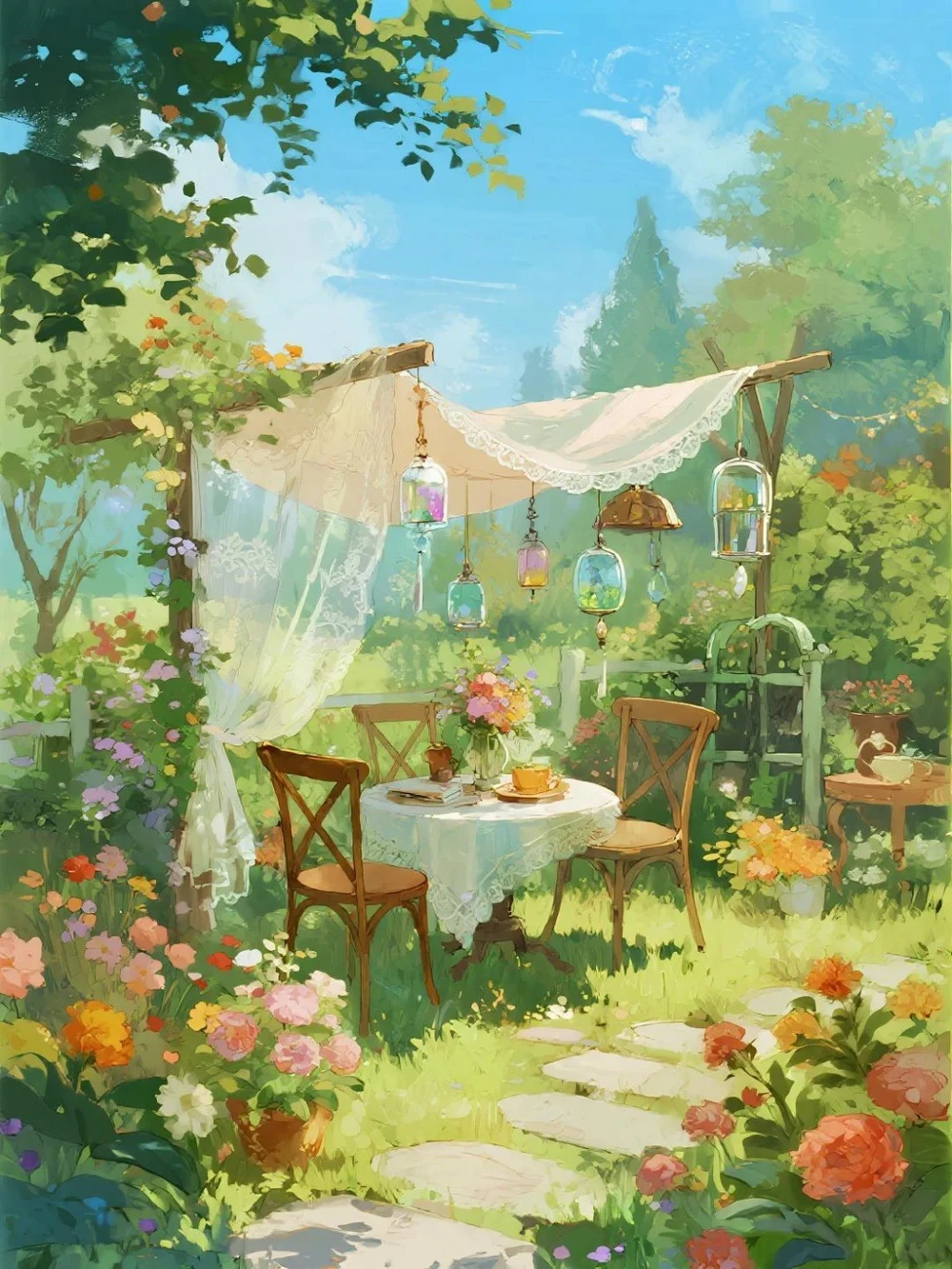 mẫu đẹp vẽ vườn hoa