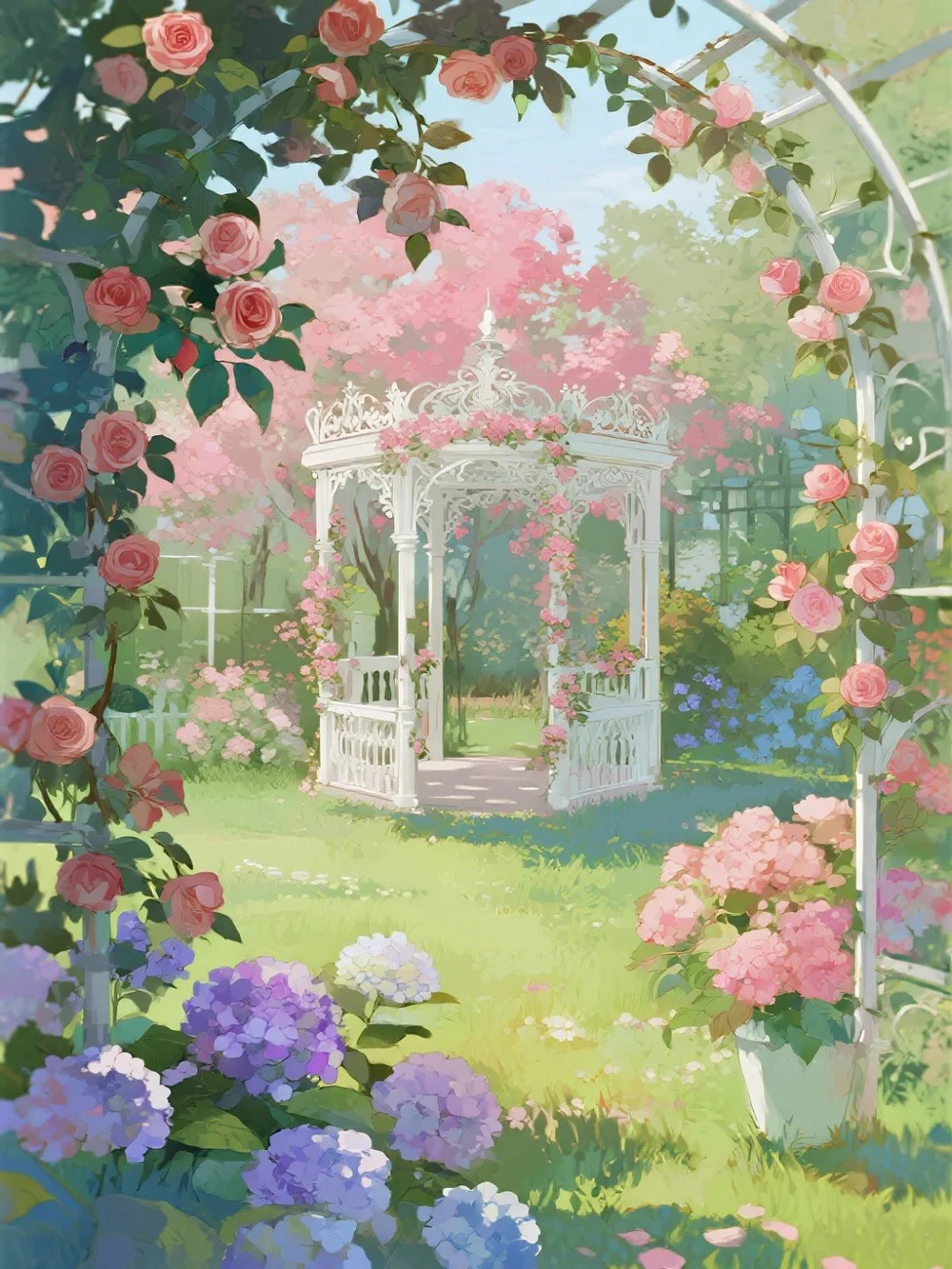 vẽ vườn hoa anime cho tranh nền