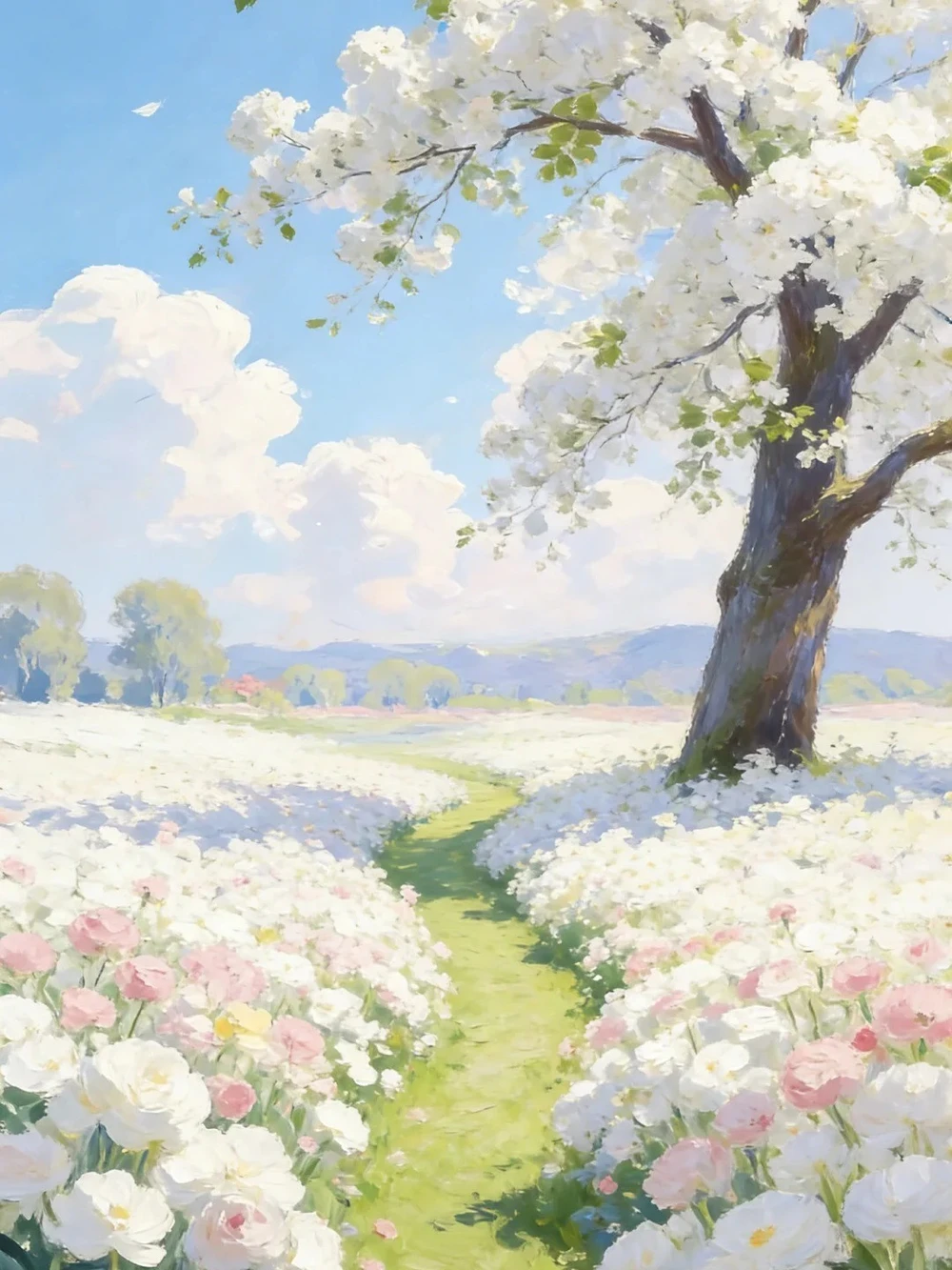 vẽ vườn hoa anime phong cách Nhật Bản