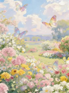 vẽ vườn hoa anime với hoa tulip