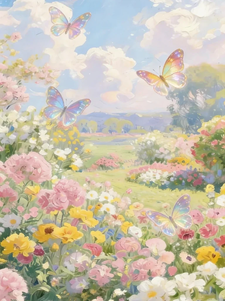 vẽ vườn hoa anime với hoa tulip